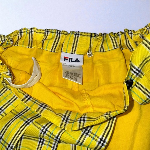 RARE S Japan FILA Yellow‎ Plaid Pleated Skort Skirt Sporty Y2k Clueless - Picture 3 of 6